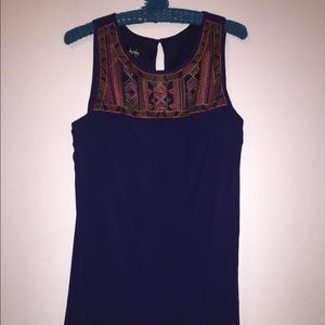 Slim navy blue dress knee length
